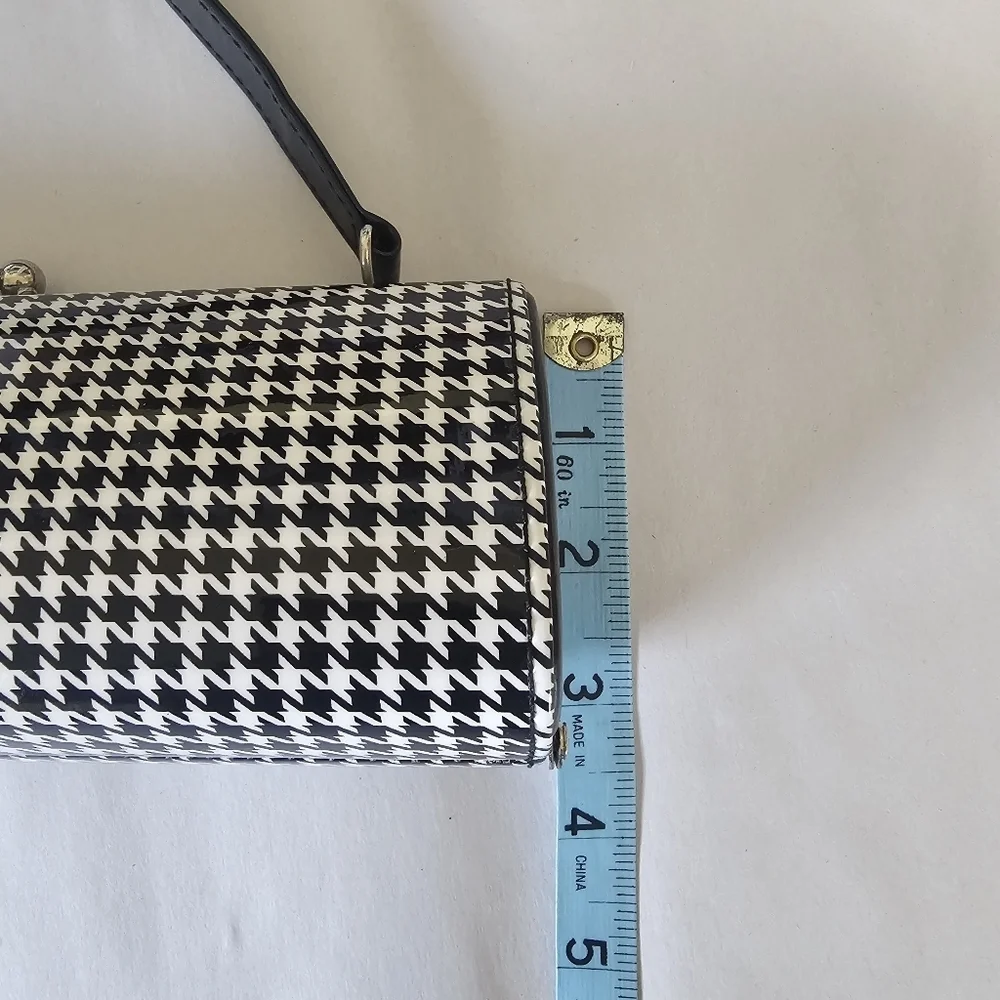Houndstooth Black White Small Snap Purse‎ Mini Pencil Case 9X3